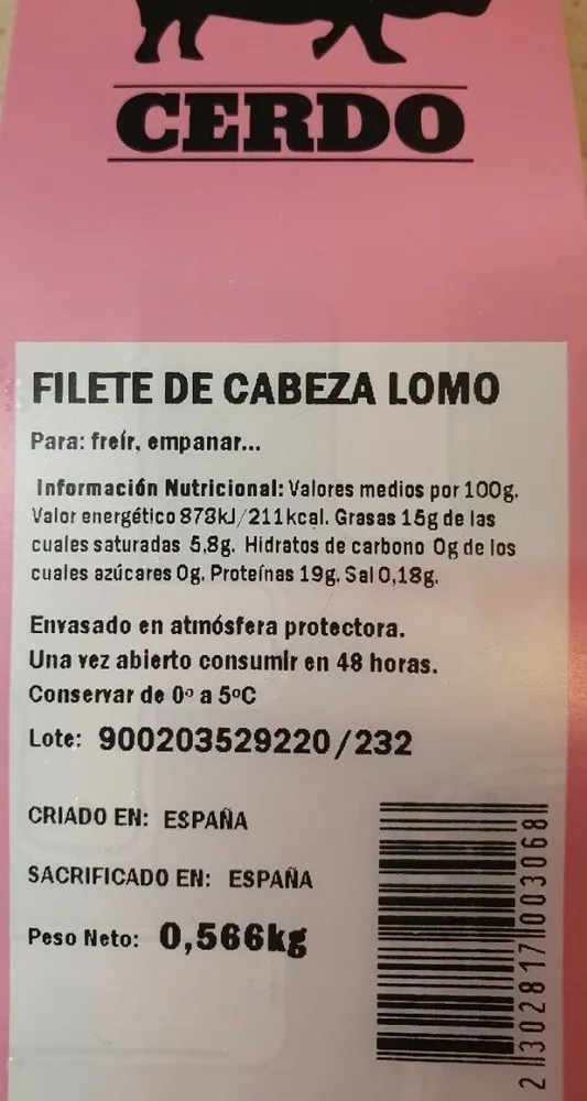 Filete de cabeza de lomo