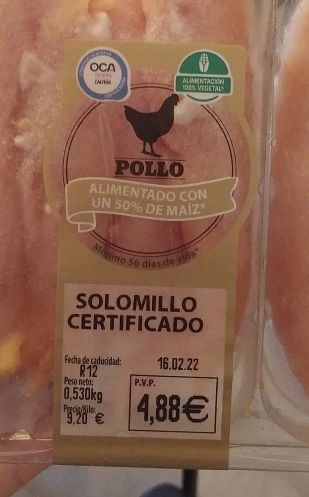 Solomillo de pollo certificado