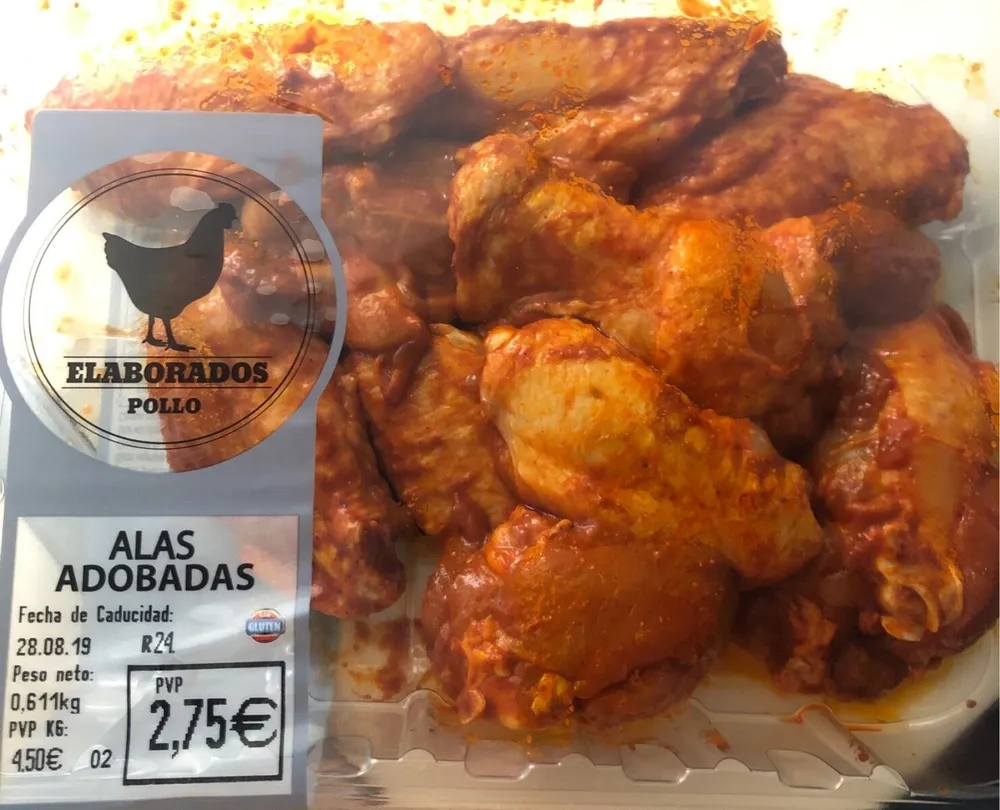 Alas adobadas de pollo