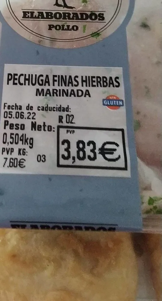 Pechugas pollo finas hierbas marinada