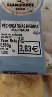 Pechugas pollo finas hierbas marinada