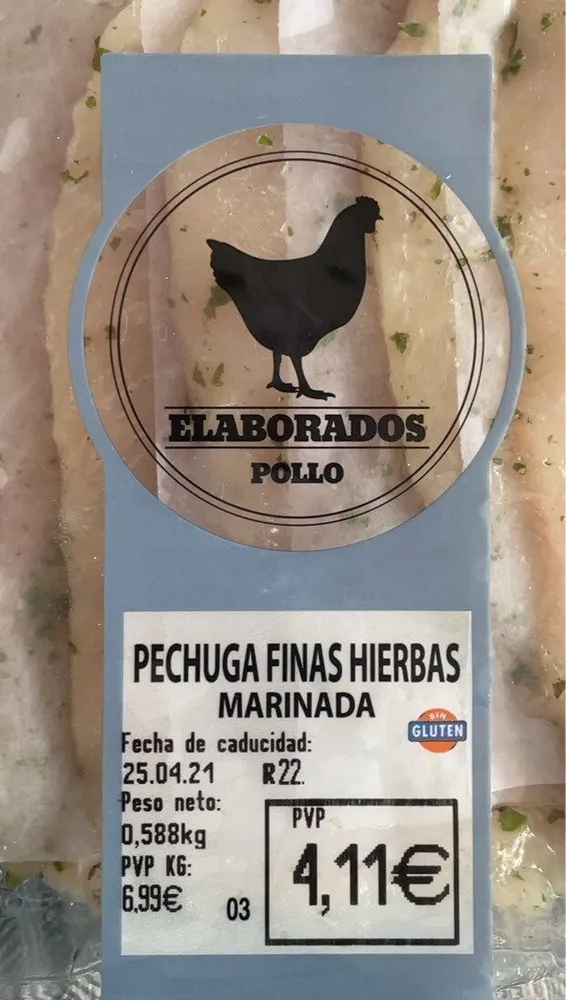 PECHUGA DE POLLO MARINADA A LAS FINAS HIERBAS CON AGUA AÑADIDA