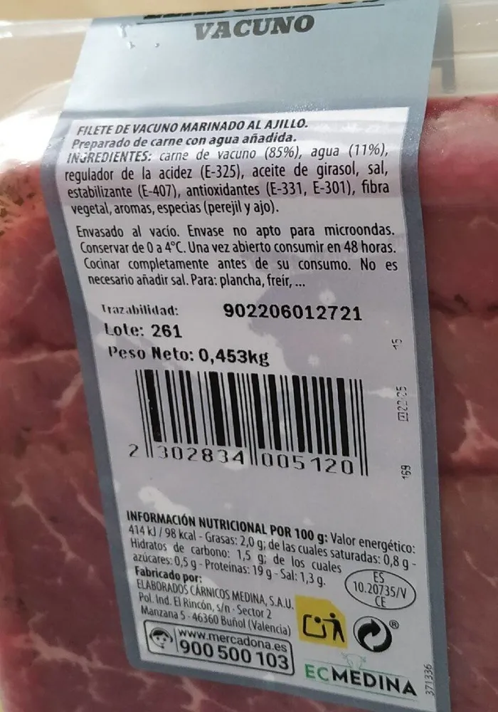 Filete ajillo marinado