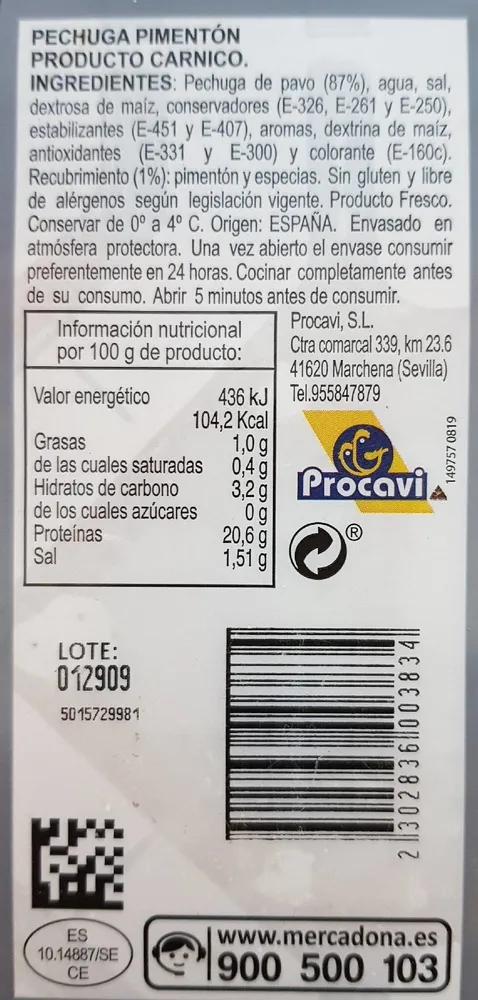 PECHUGA PIMENTÓN PRODUCTO CARNICO.