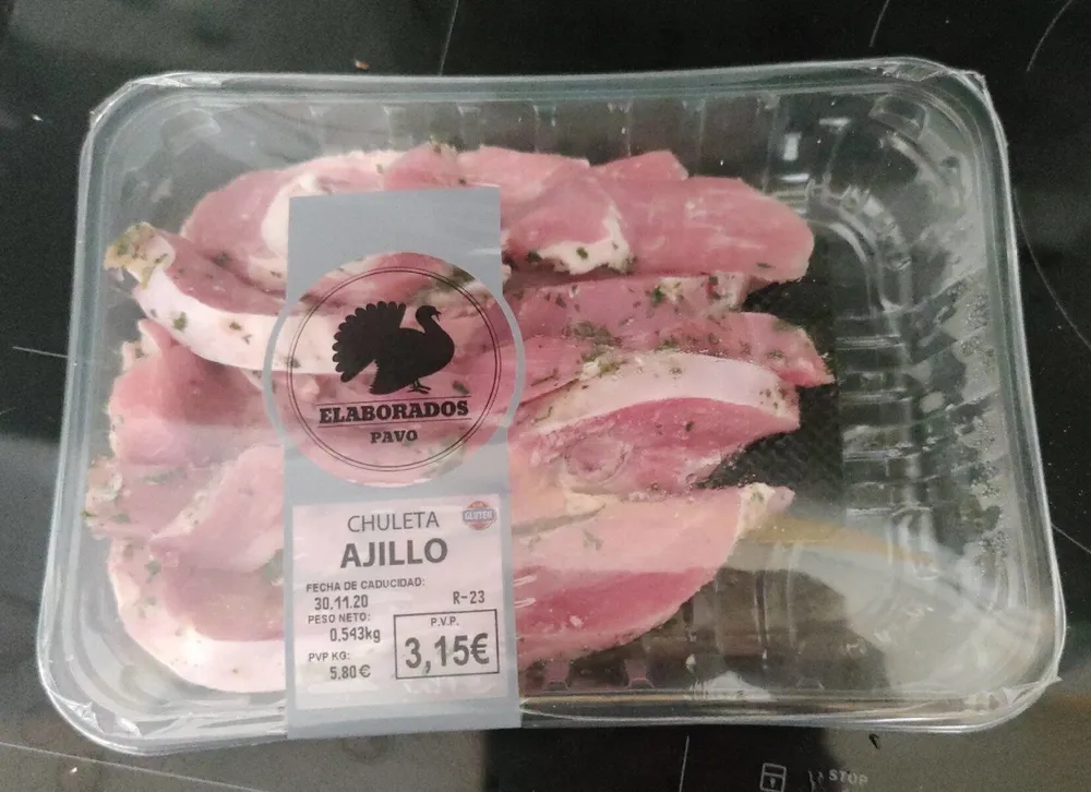 Chuleta al ajillo de pavo