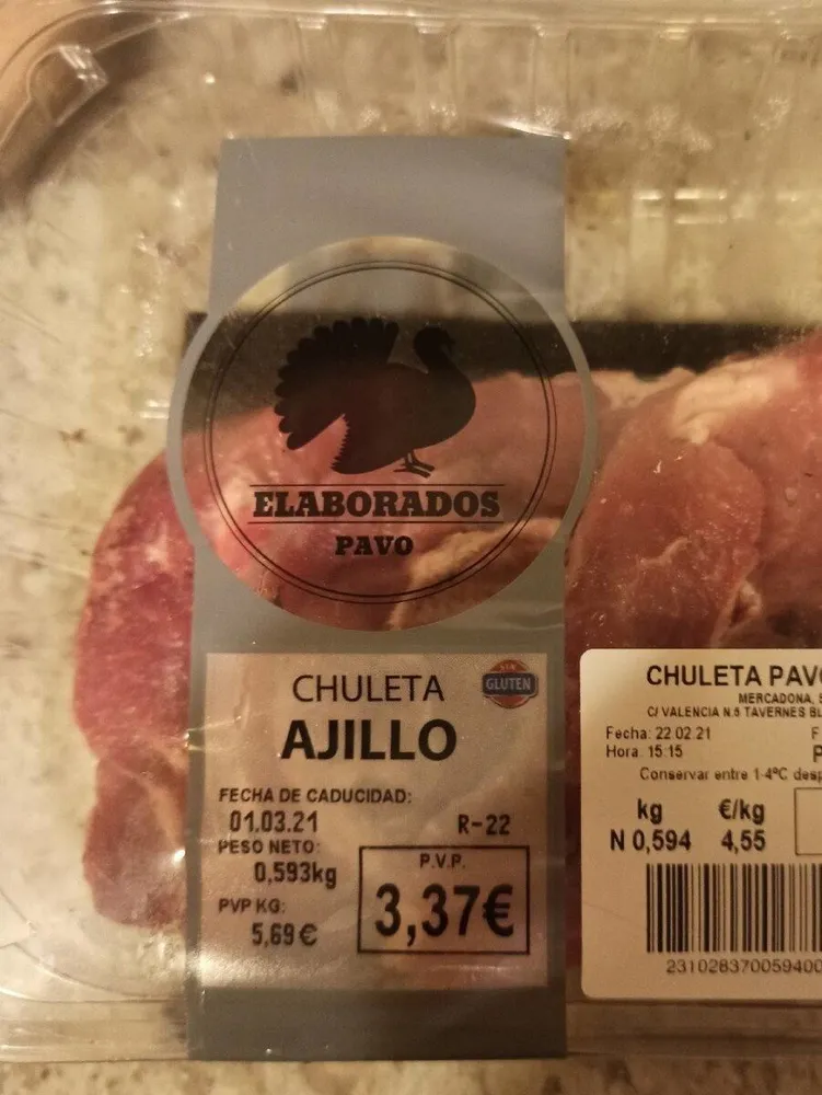 Chuleta ajillo de pavo