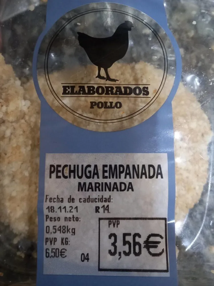 Pechuga de pollo empanada marinada