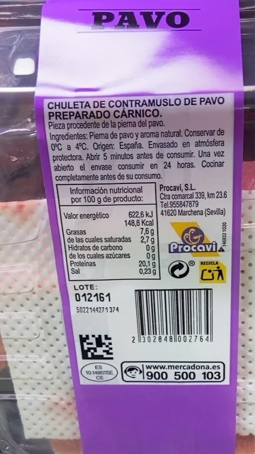 Chuleta de contramuslo pavo