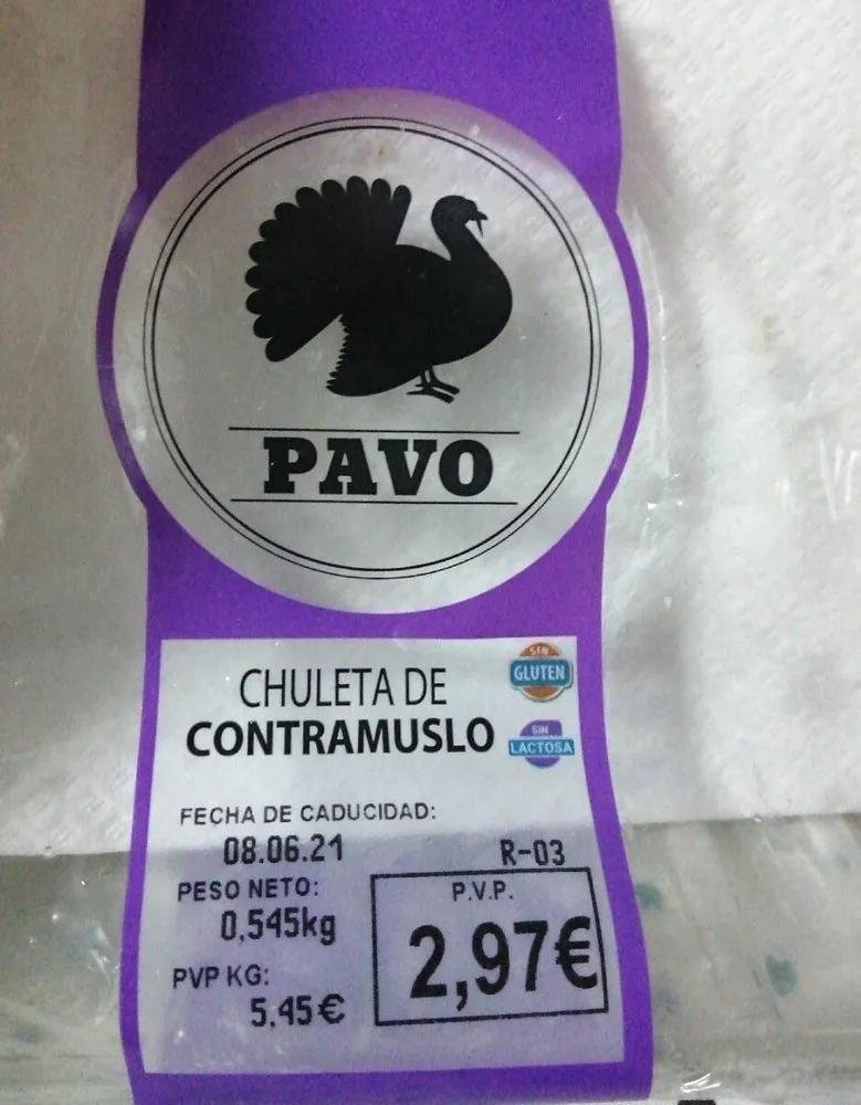 chuleta de contramuslo pavo