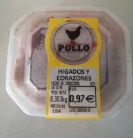 Hígados y corazones de pollo