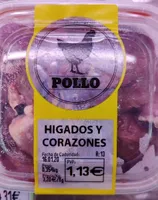 Hígados y corazón de pollo