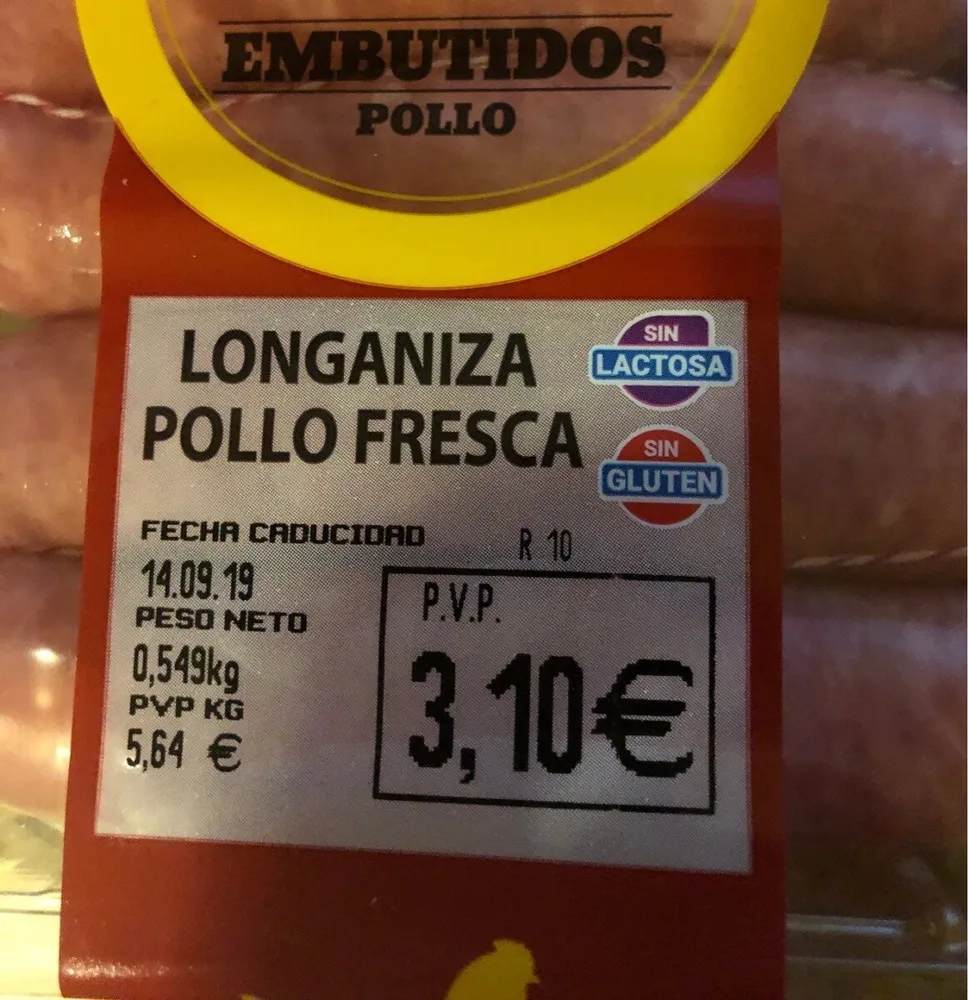 Longaniza de pollo fresca
