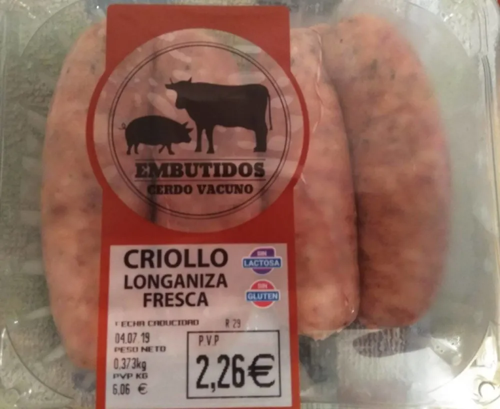 Longaniza fresca de cerdo y vacuno criollo