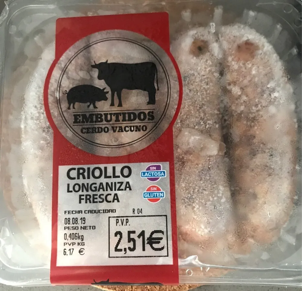 Longaniza fresca de cerdo y vacuno criollo