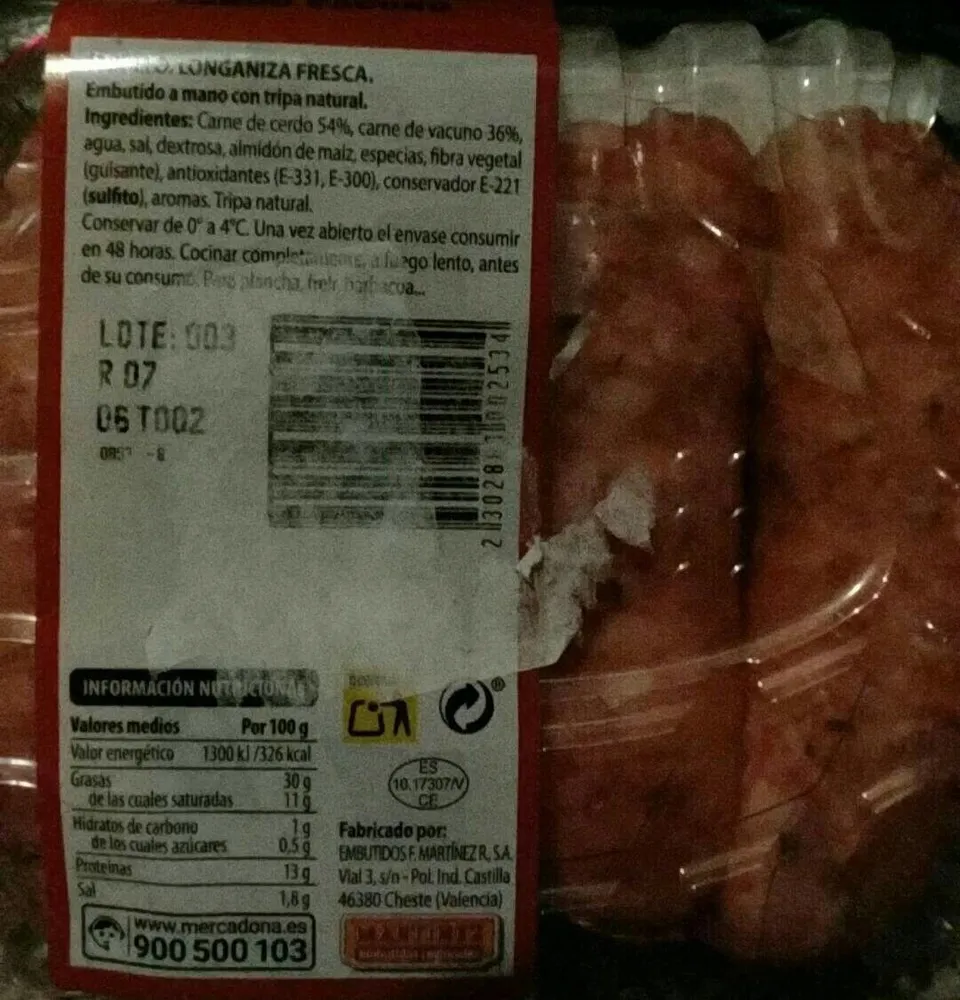 Criollo longaniza fresca
