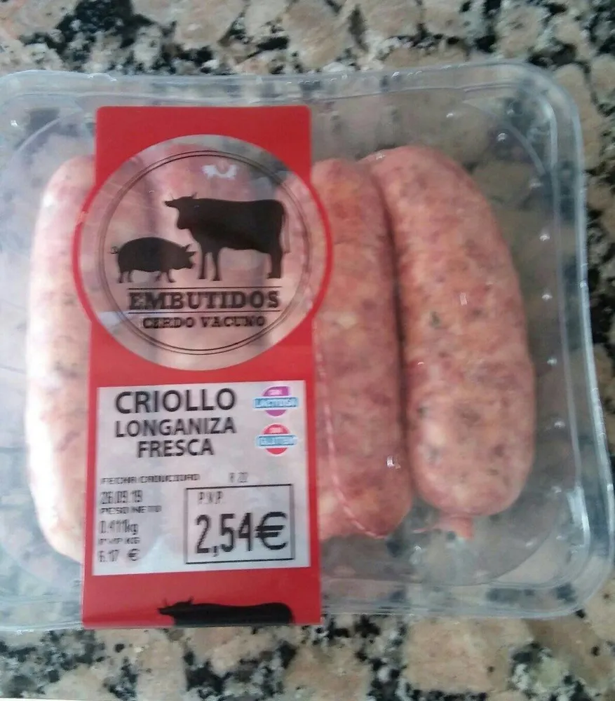Longaniza fresca de cerdo y vacuno criollo