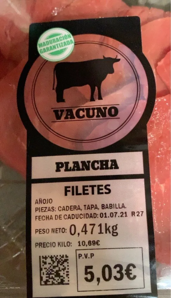 Vacuno filete plancha