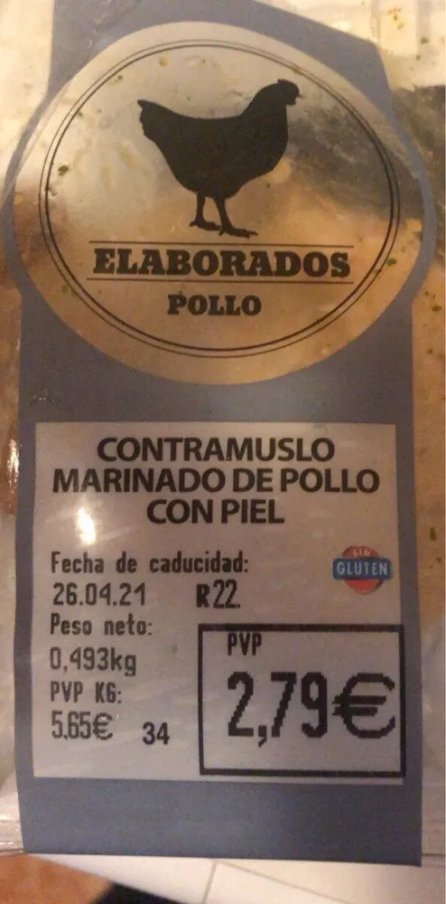 Contramuslo marinado de pollo con piel