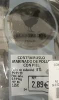 Contramuslo marinado de pollo con piel
