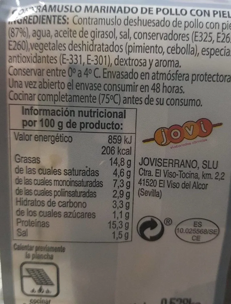 Contramuslo marinado de pollo con piel