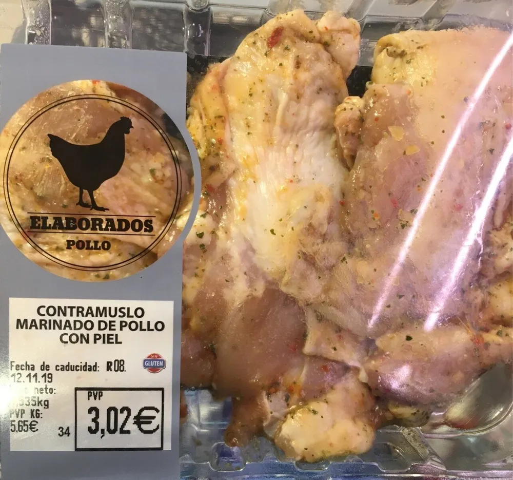 Contramuslo marinado de pollo con piel