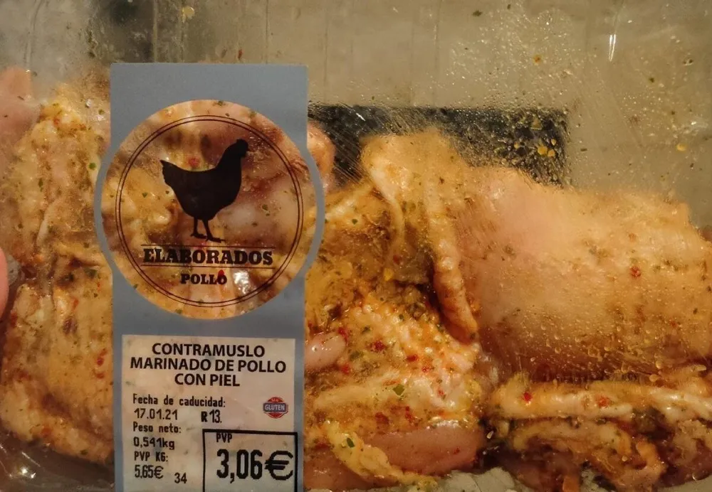 Contramuslo marinado de pollo con piel