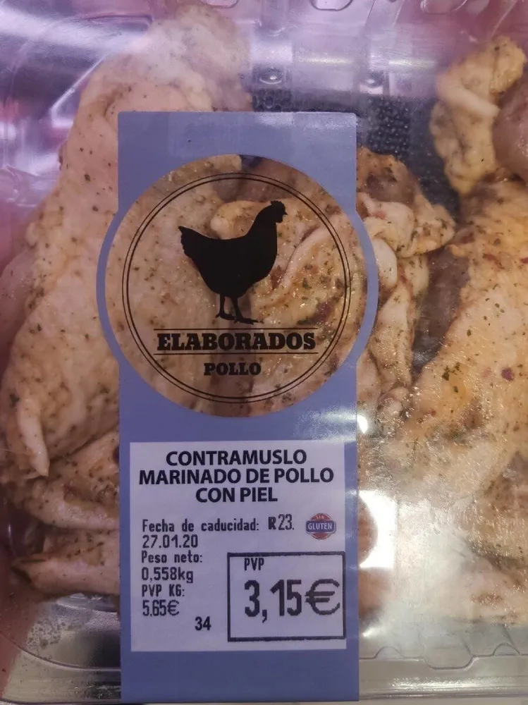 Contramuslo marinado de pollo con piel