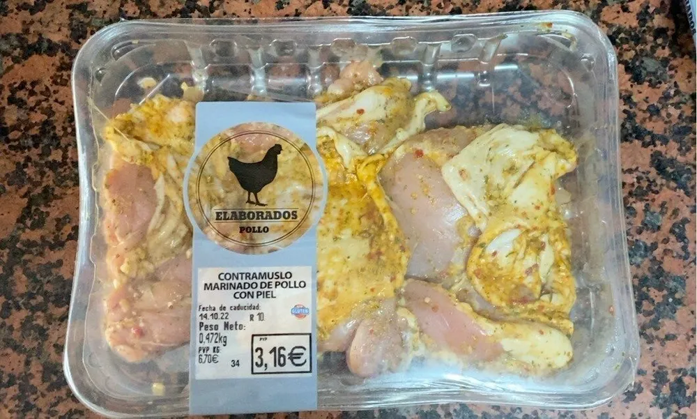 contramuslo marinado de pollo con piel