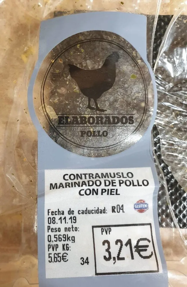 Contramuslo marinado de pollo  con piel