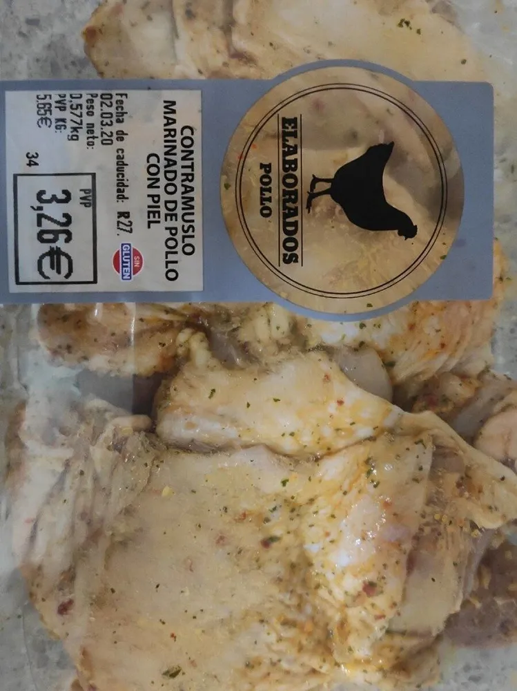 Contramuslo marinado de pollo con piel