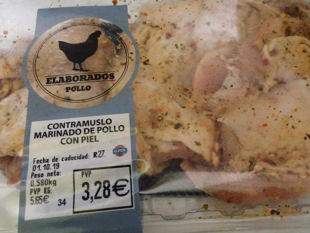 Contramuslo marinado de pollo con piel