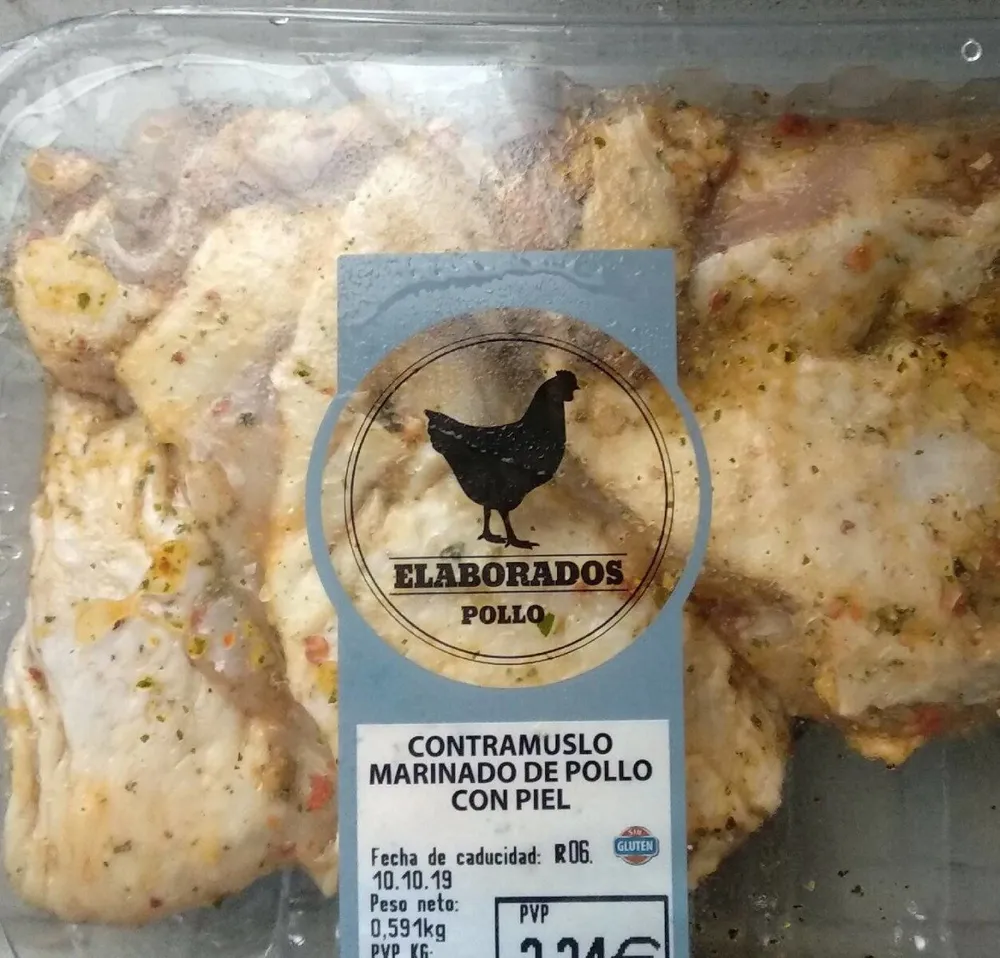 Contramuslo marinado de pollo con piel