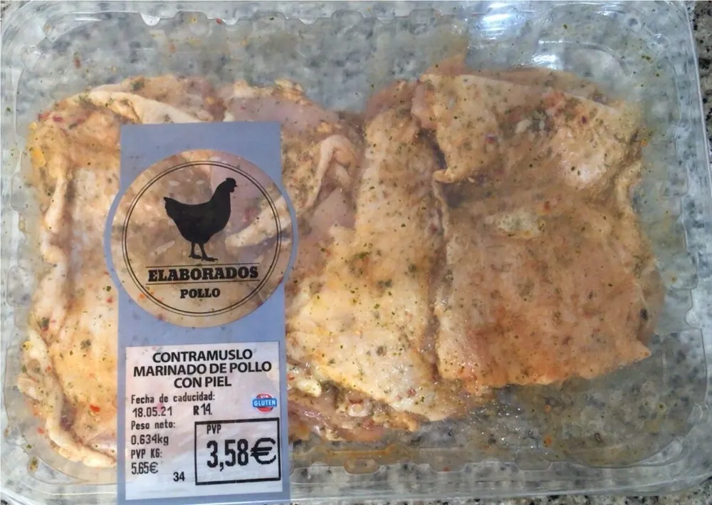 Contramuslo marinado de pollo con piel