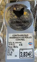 Contramuslo marinado de pollo con piel