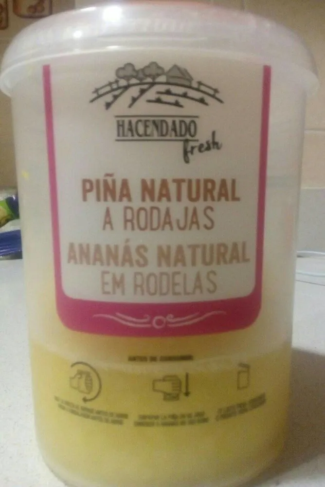 Piña natural a rodajas