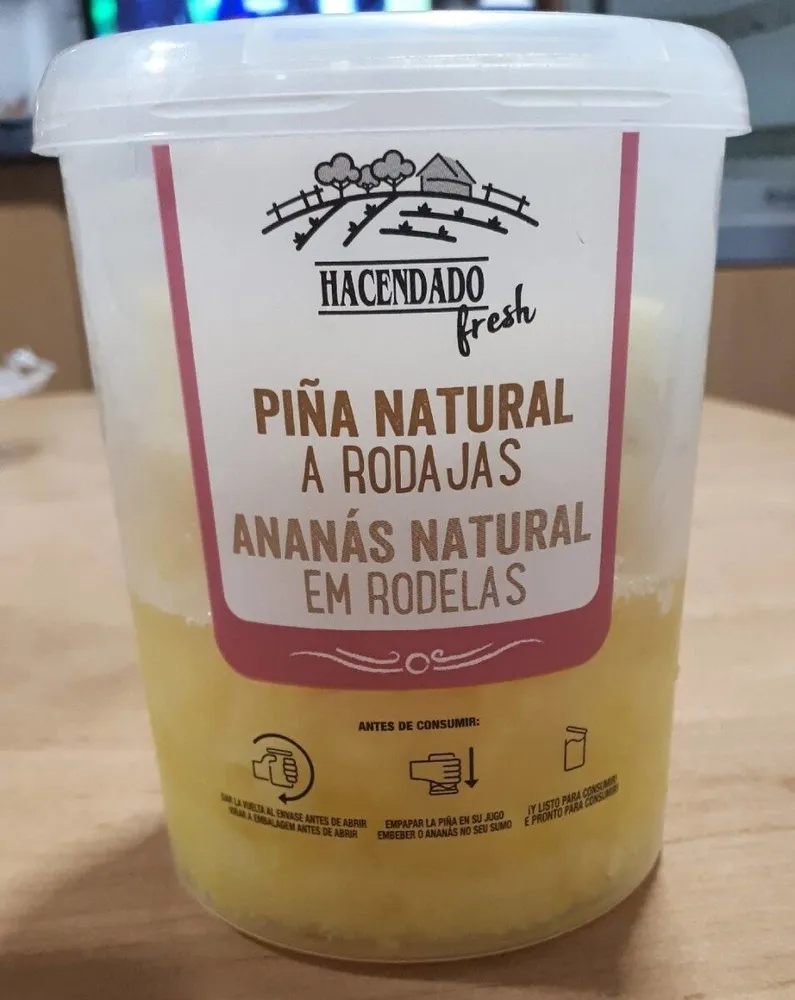 Piña natural a rodajas