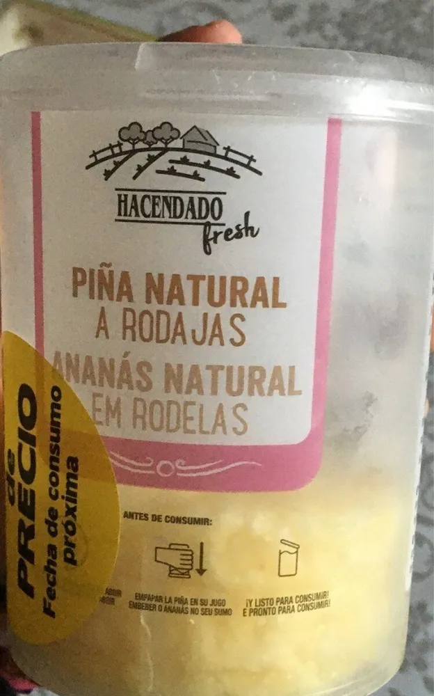 Piña natural a rodajas