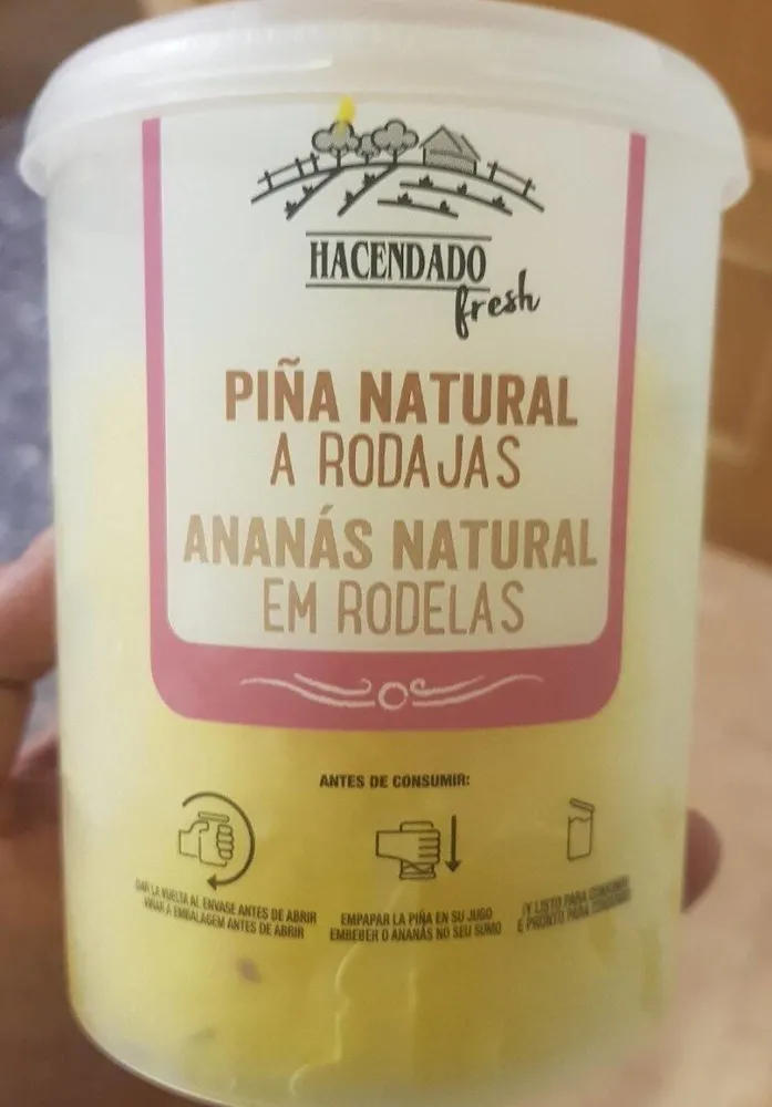 Piña natural a rodajas