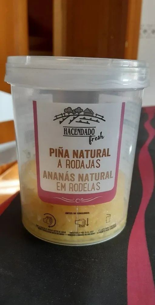 Piña natural a rodajas
