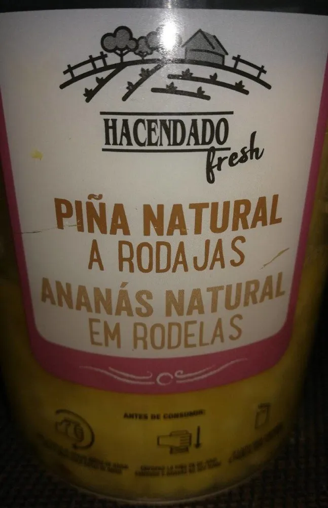 Piña natural a rodajas