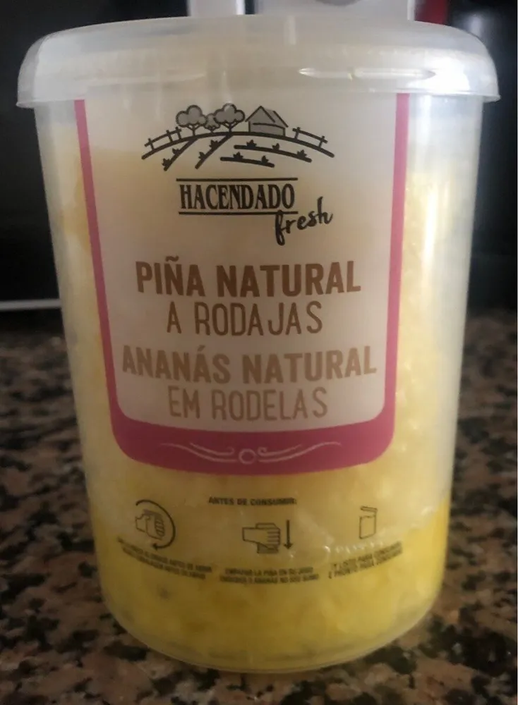 Piña natural a rodajas