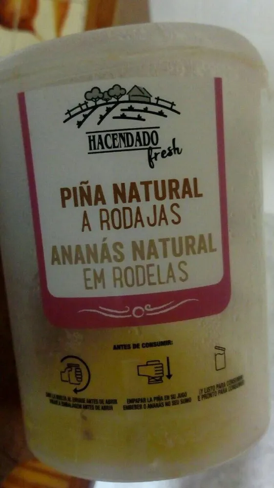 Piña natural a rodajas