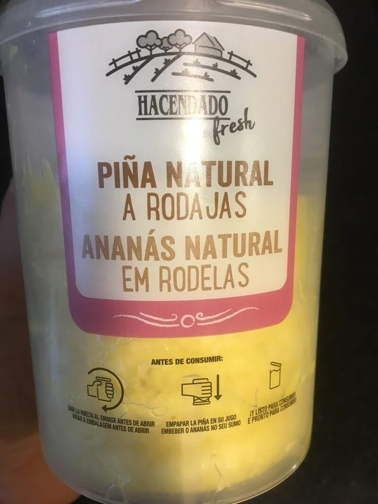 Piña natural a rodajas