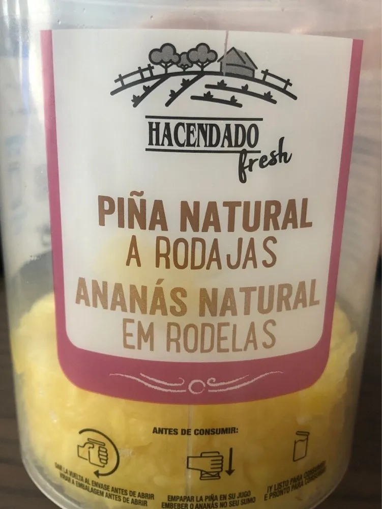 Piña natural a rodajas
