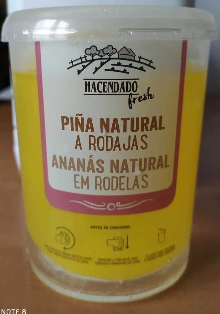 Piña natural a rodajas