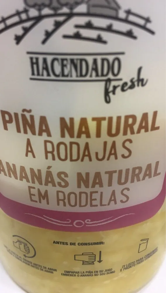 Piña natural a rodajas