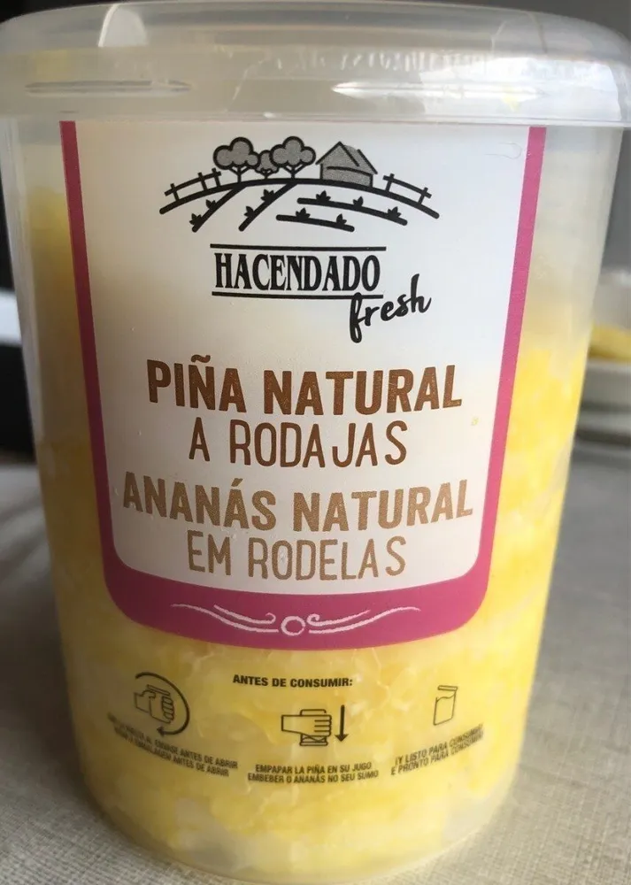 Piña natural a rodajas