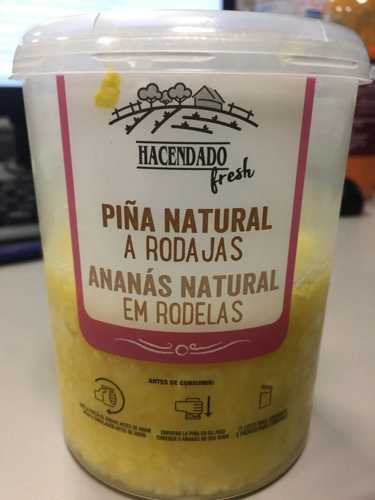 Piña natural a rodajas