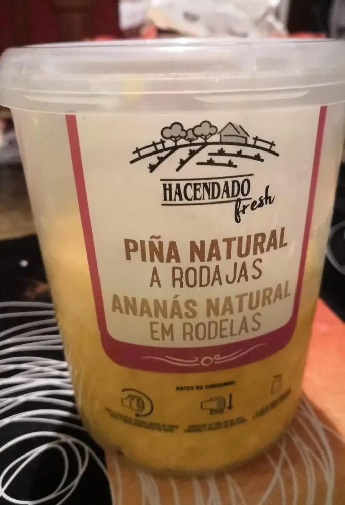 Piña natural a rodajas