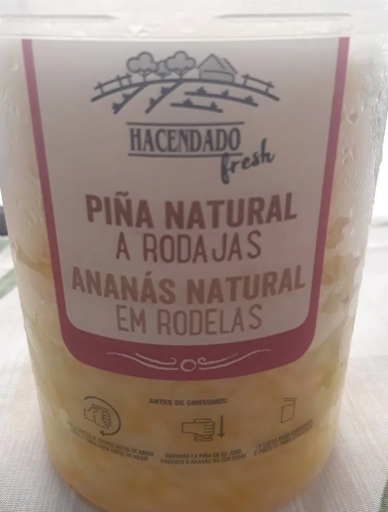 Piña natural a rodajas